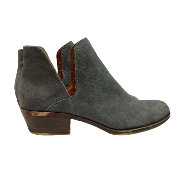 Lucky Brand Birtie Gray Suede Leather Ankle Boots Booties Women's Size 8.5 - Picture 6 of 8
